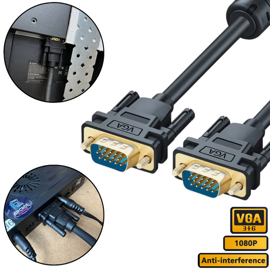 High-quality 15-pin VGA cable male-to-male for arcade machines, 50cm length