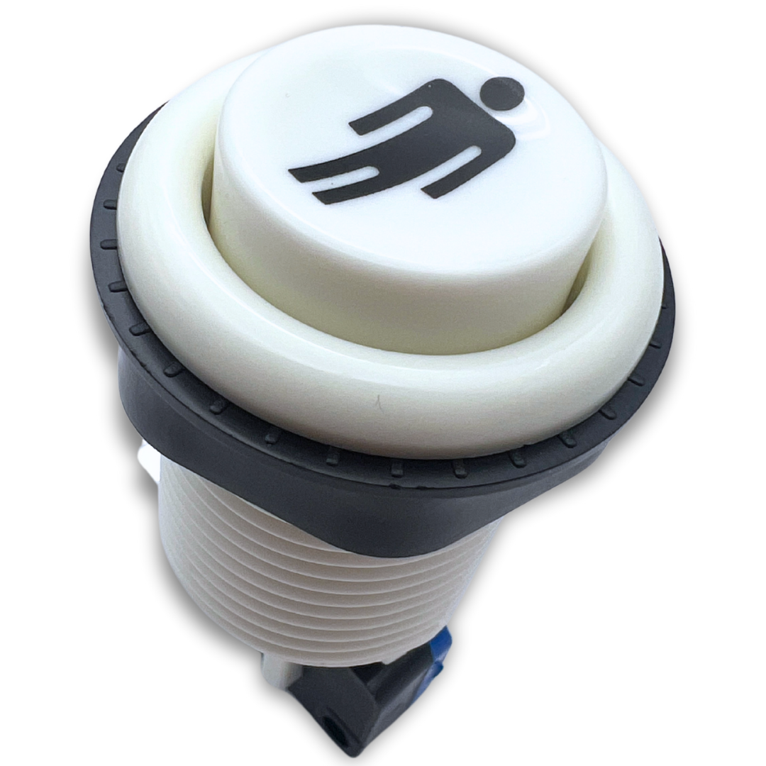 Side top view of 1 Player 1P white arcade button with microswitch