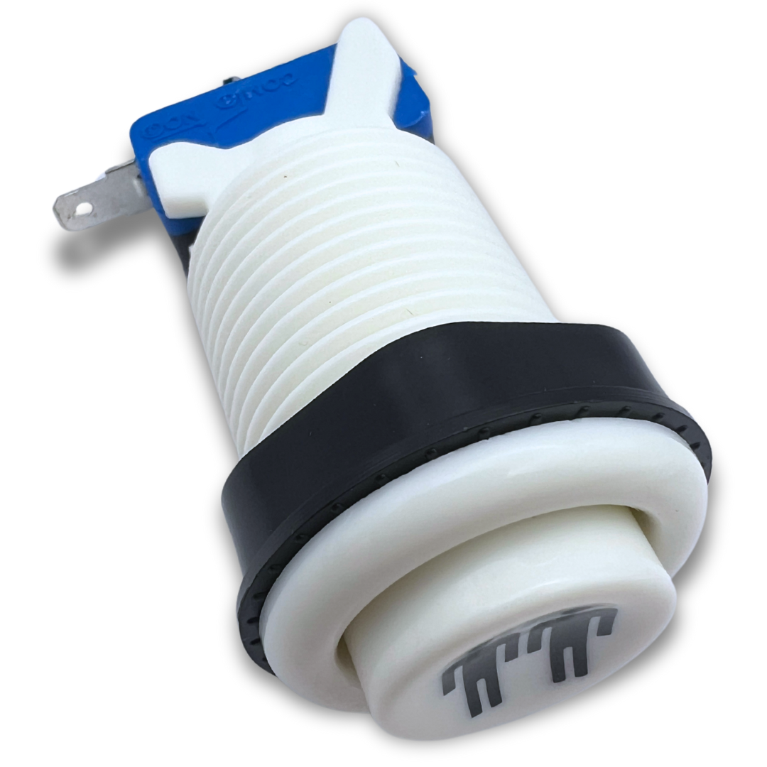 2 Player white arcade button with microswitch - angled view