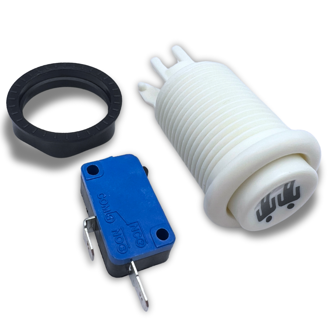 2 Player white arcade button with microswitch - disassembled parts