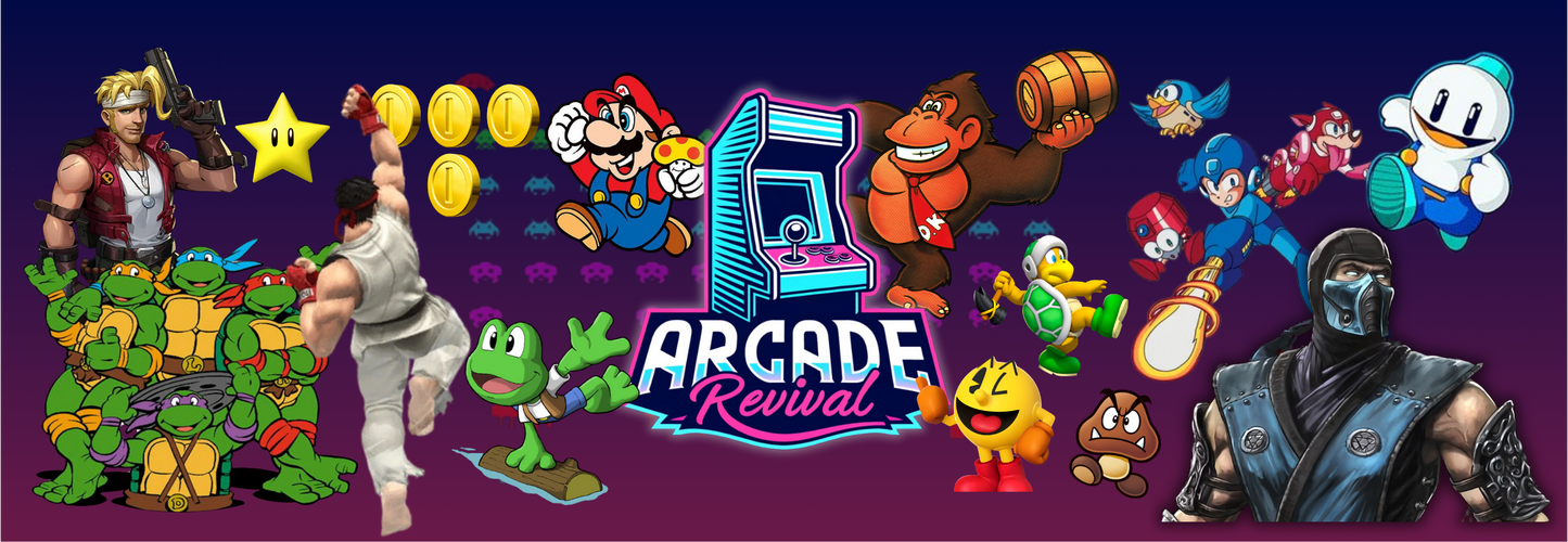 Arcade All-Stars marquee artwork featuring retro gaming characters
