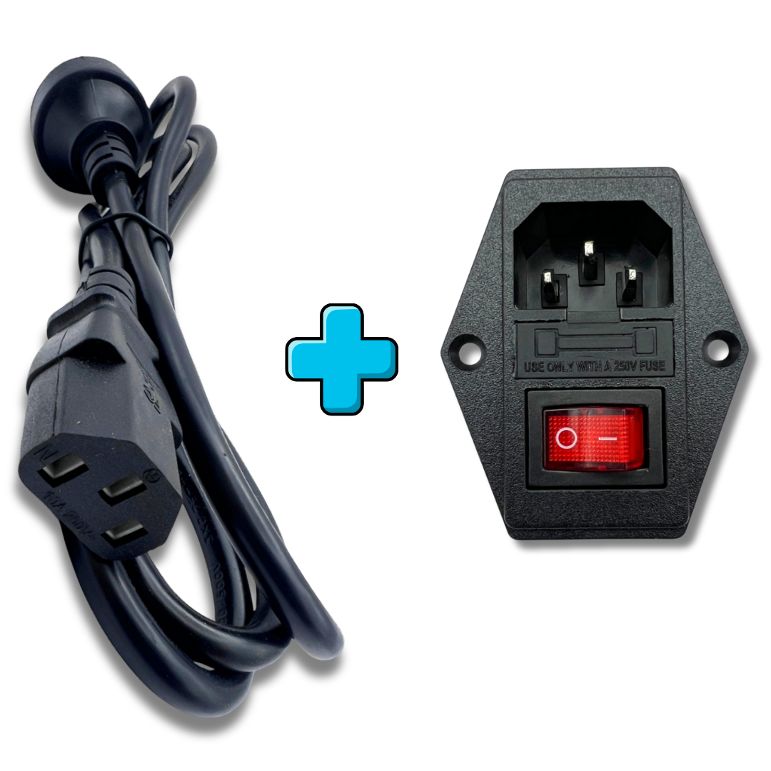 Arcade cabinet IEC power cord and fused power switch combo for DIY arcade machines