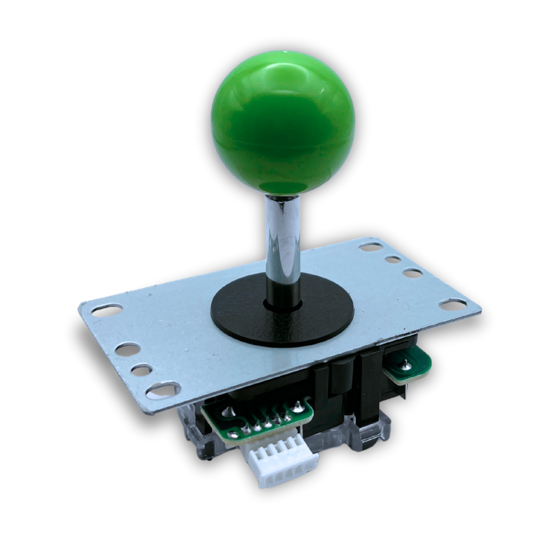 Green arcade joystick with ball top grip and chrome shaft