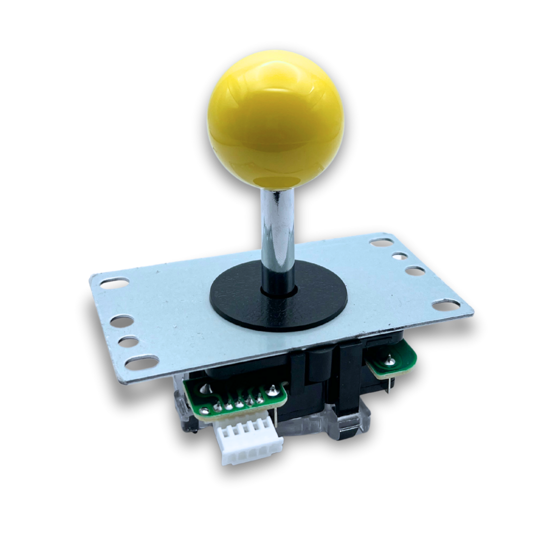 Yellow ball top arcade joystick suitable for retro builds
