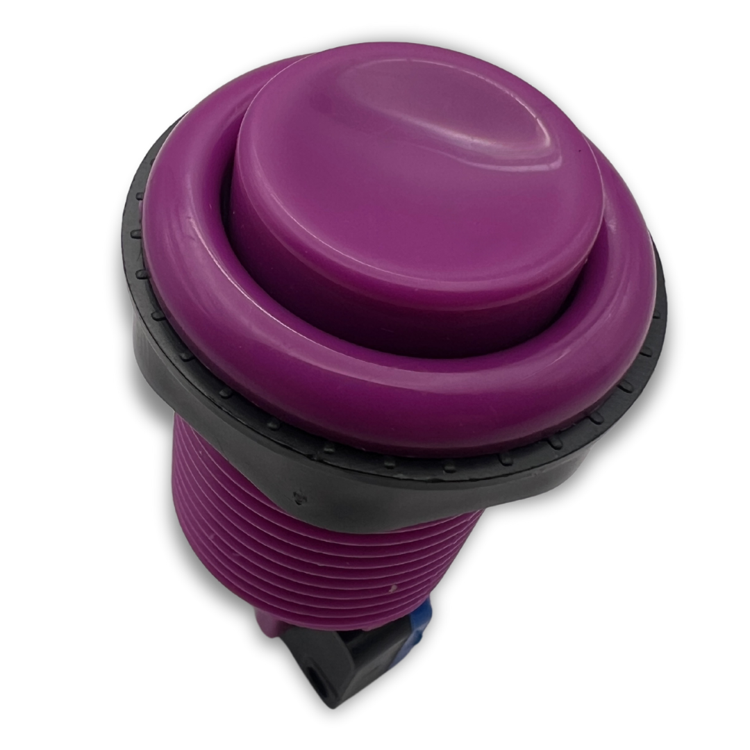 Angled view of purple arcade button perfect for custom arcade projects