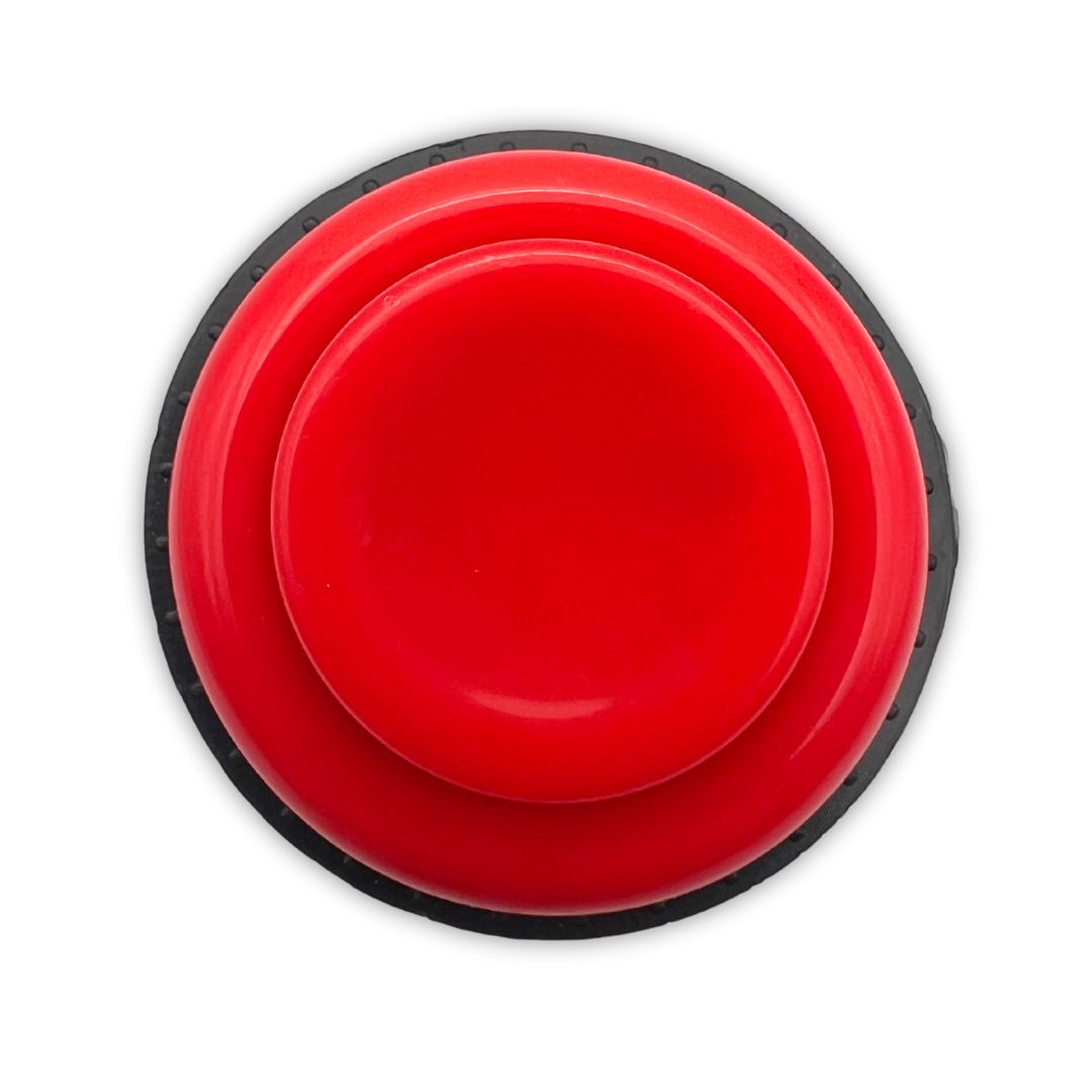 Top view of red arcade push button ideal for DIY arcade builds