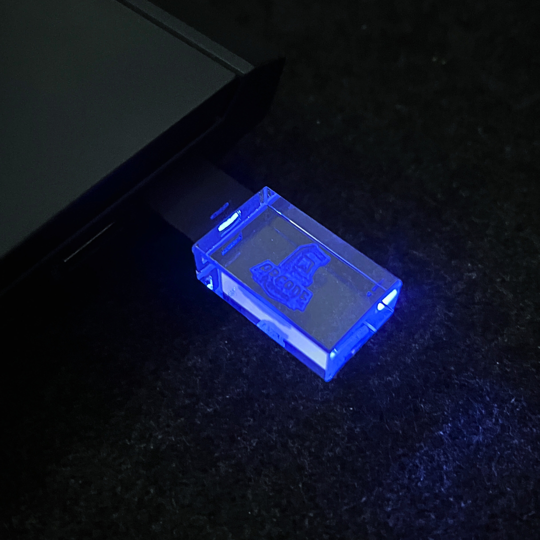 Arcade Revival Batocera Boot Drive glowing blue neon light while plugged in