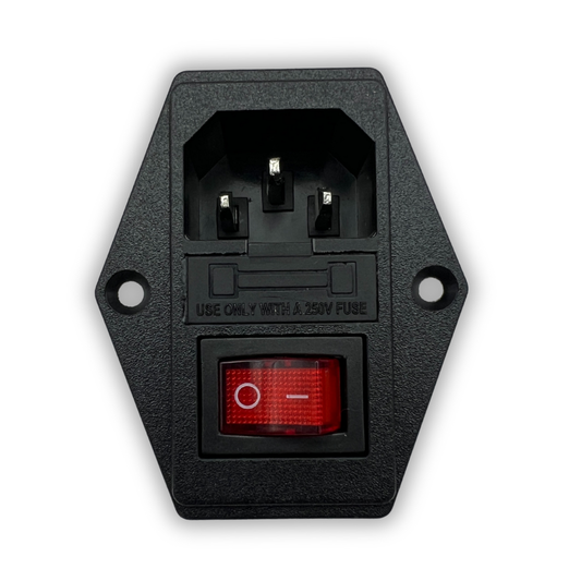 C14 arcade power inlet with integrated rocker and fuse – panel mount by Arcade Revival