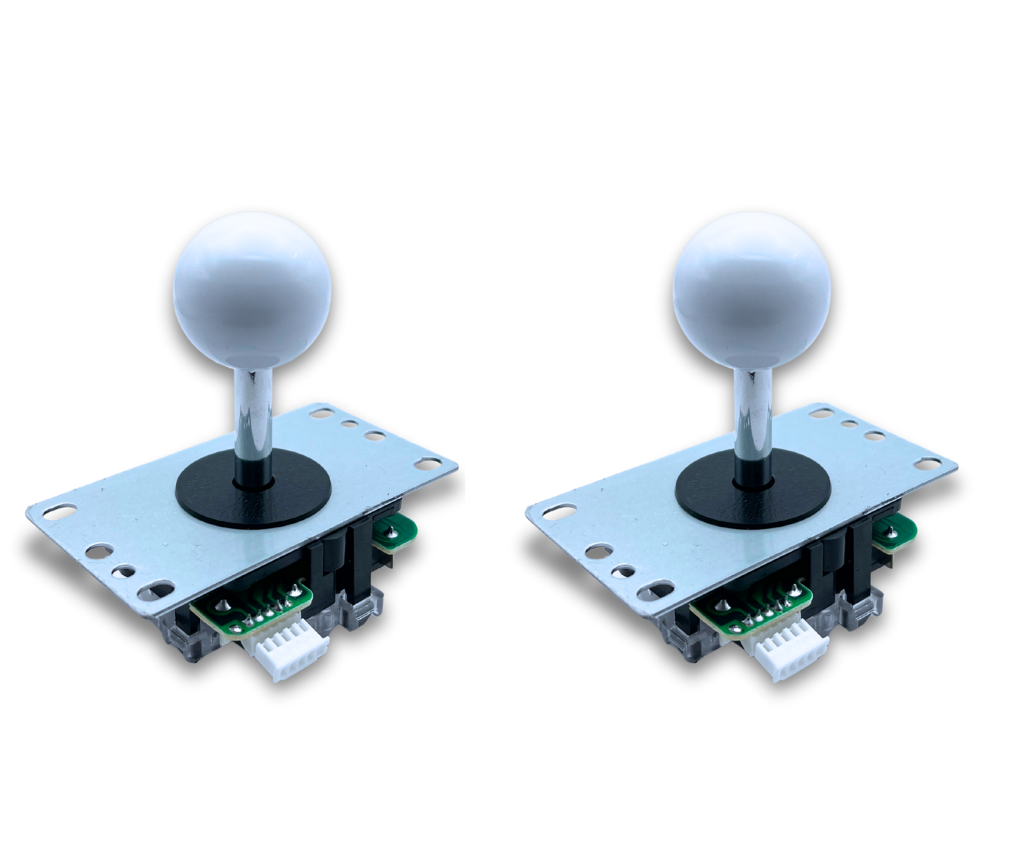 White Ball Top Classic Arcade Joystick – 4/8-Way Adjustable – Arcade Revival