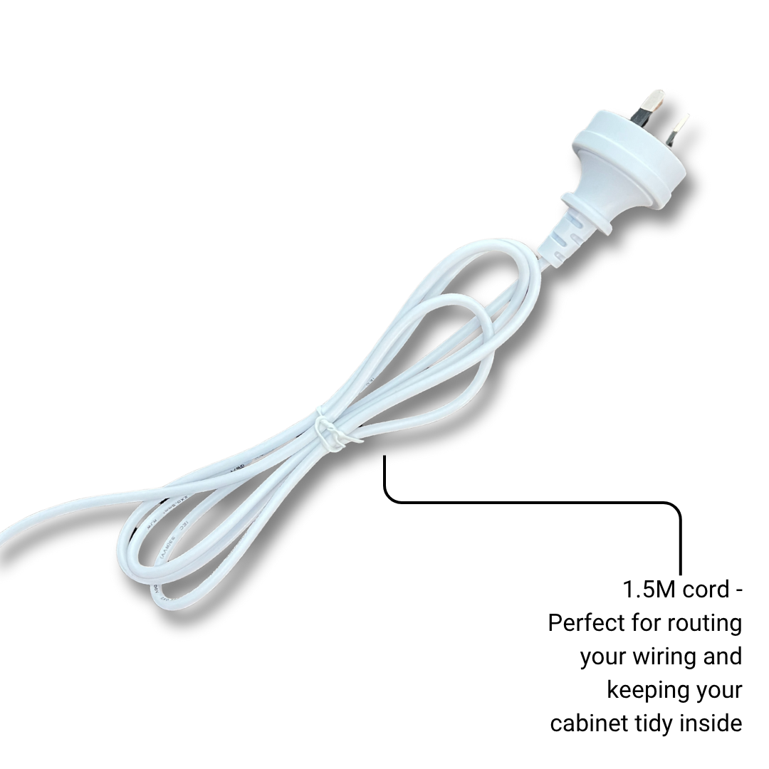 1.5 metre power cord for Arcade Revival LED marquee light bar designed for tidy internal wiring management.