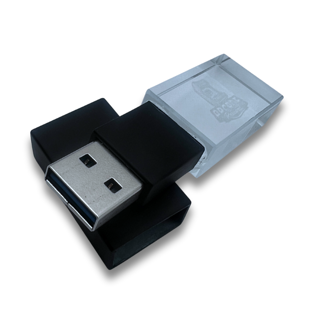 Close-up angled view of Arcade Revival USB drive.