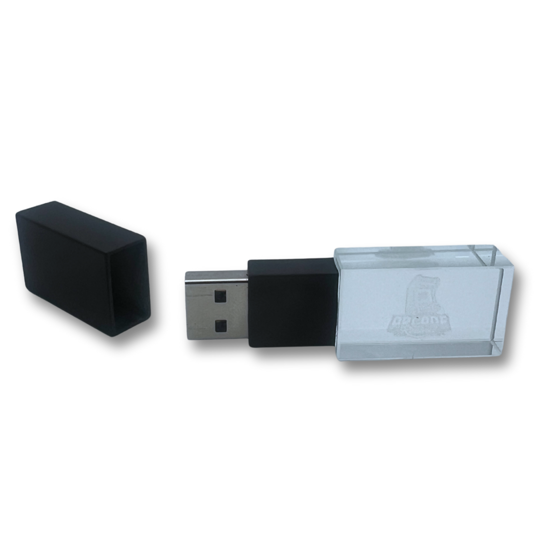 Arcade Revival USB drive with protective cap removed.