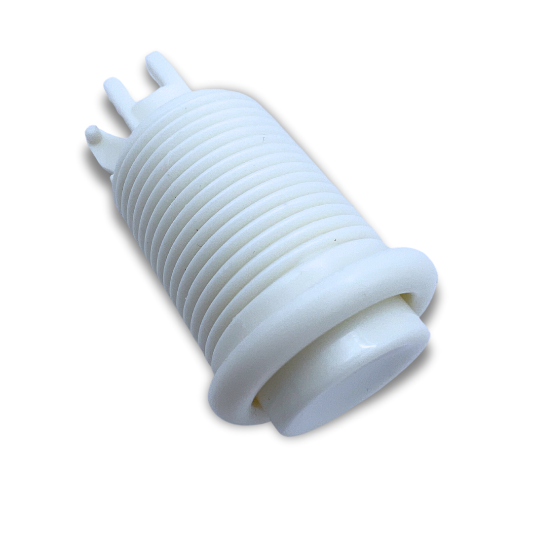White arcade button shell without micro switch, angled view