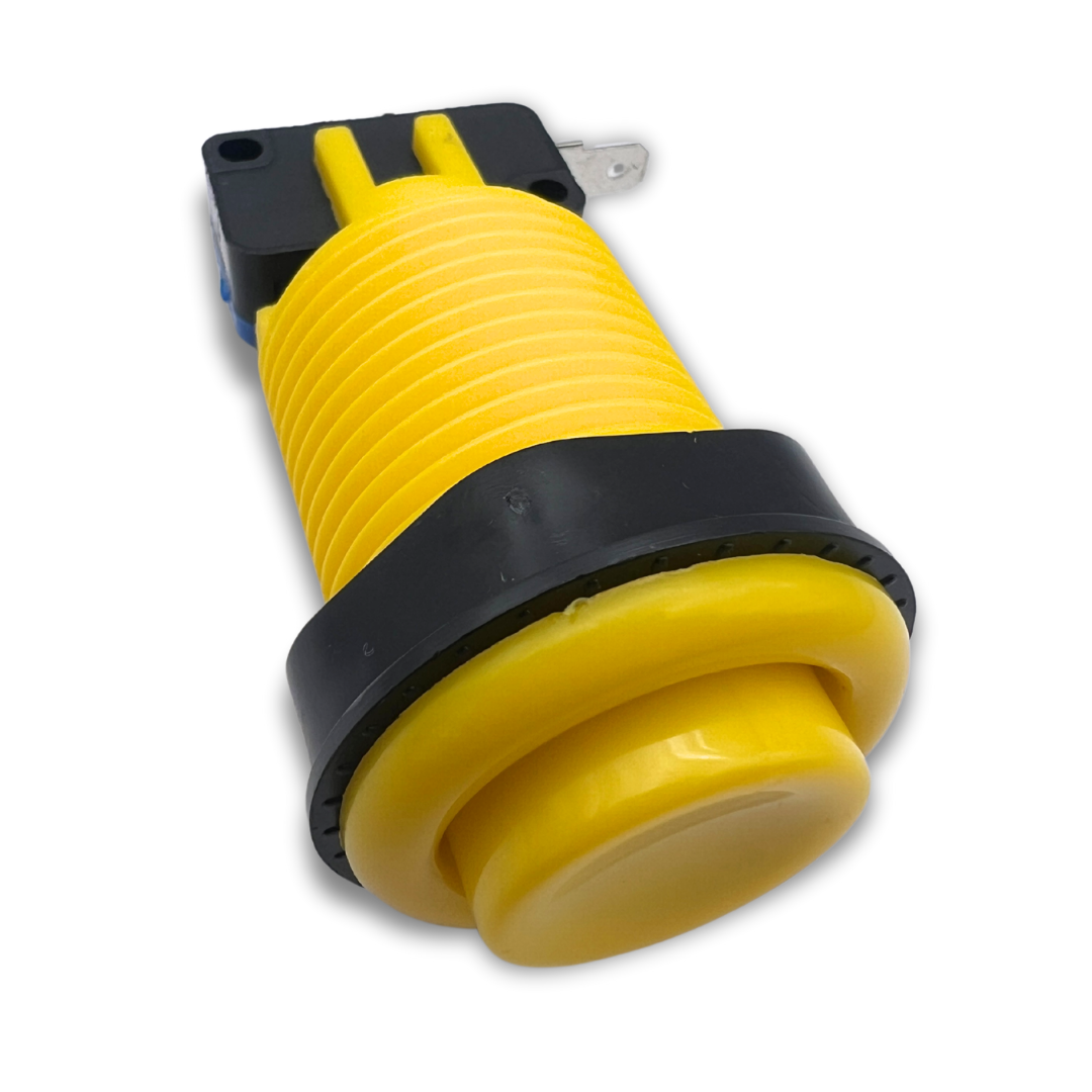 Fully assembled yellow arcade button for arcade machine projects