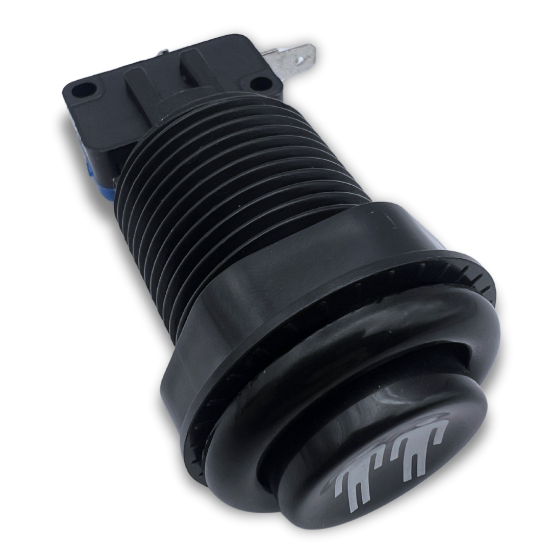 Side front view of black 2 player arcade button with microswitch