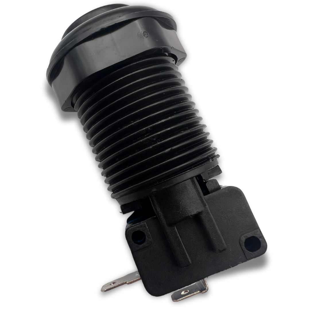 Side back view of black 2 player arcade button with microswitch