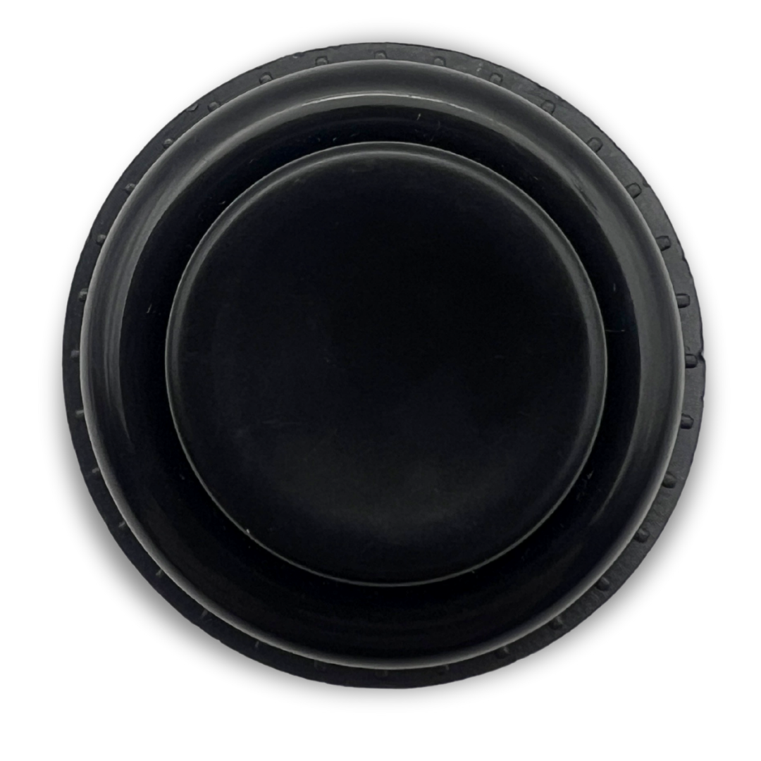 Black arcade button top down view