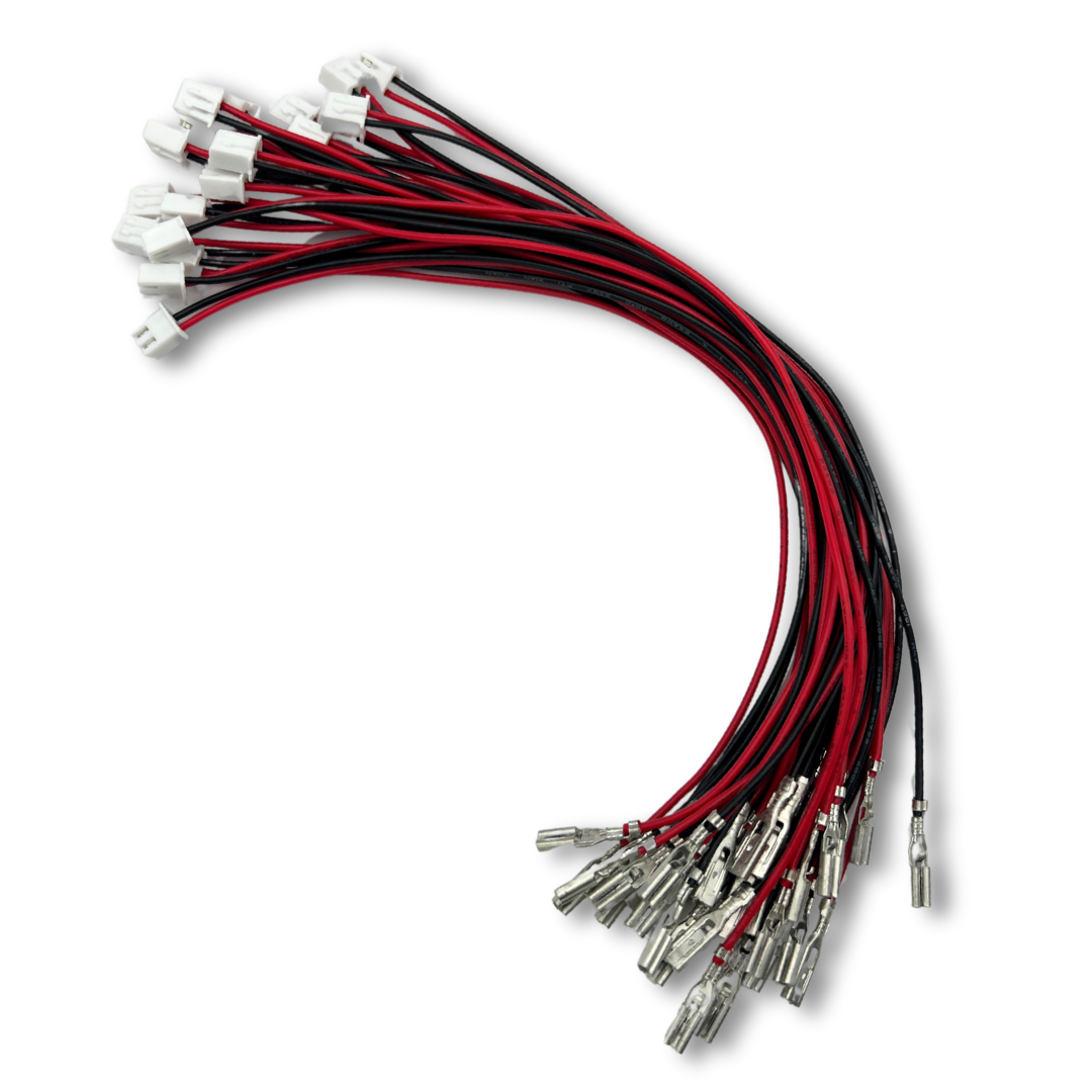 20 red and black button wires with 2.8mm terminals for arcade button connections