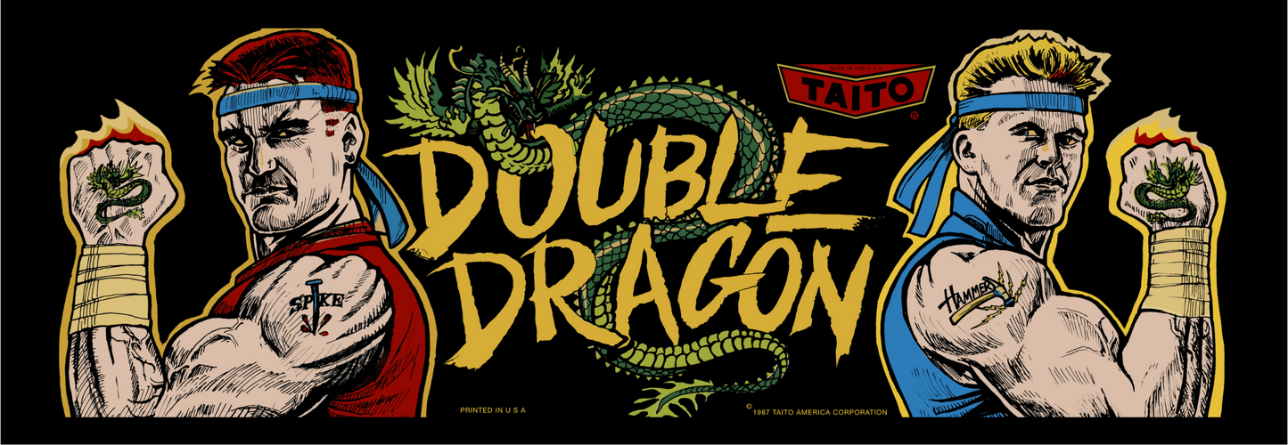 Reproduction arcade marquee for Double Dragon, printed on translucent film for backlit display.