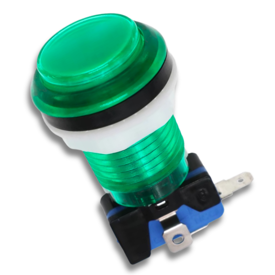 Green LED arcade button, 12V illuminated, ideal for DIY arcade machine builds – Arcade Revival