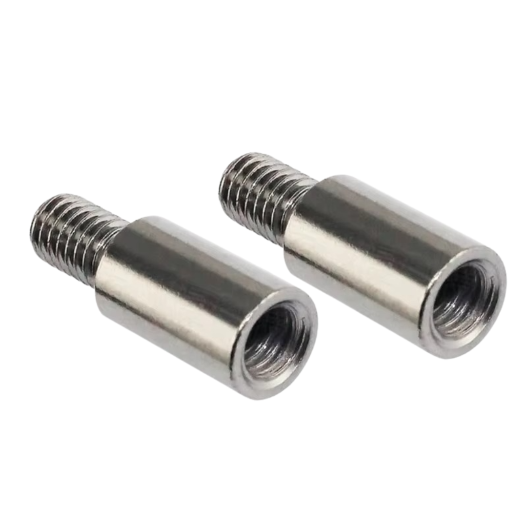 Arcade machine joystick extenders showing threaded male and hollow female ends