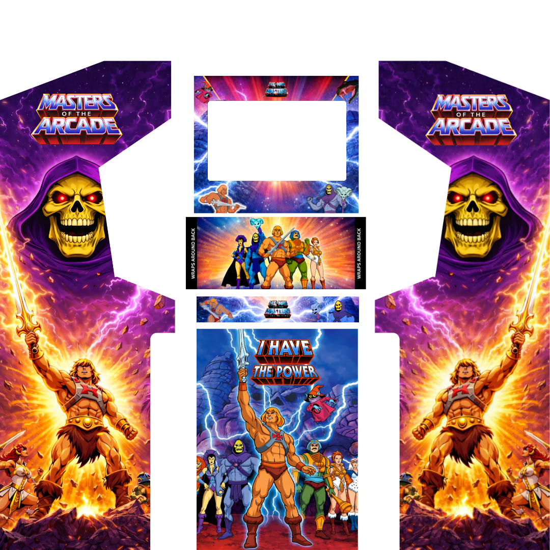 Masters of the Universe arcade cabinet wrap full kit without marquee including side panels, control panel and bezel artwork