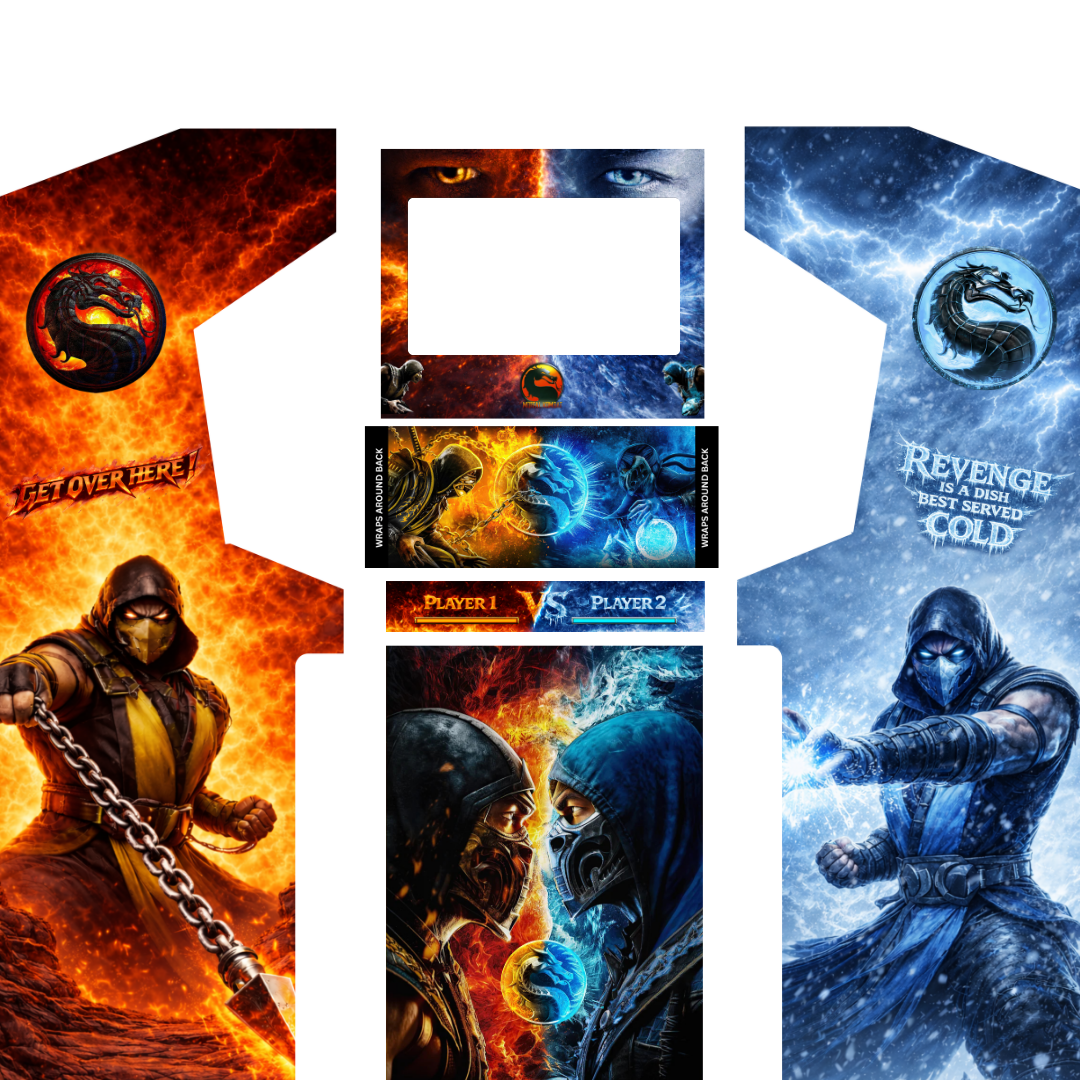Mortal Kombat Fire VS Ice - Full Arcade Cabinet Wrap