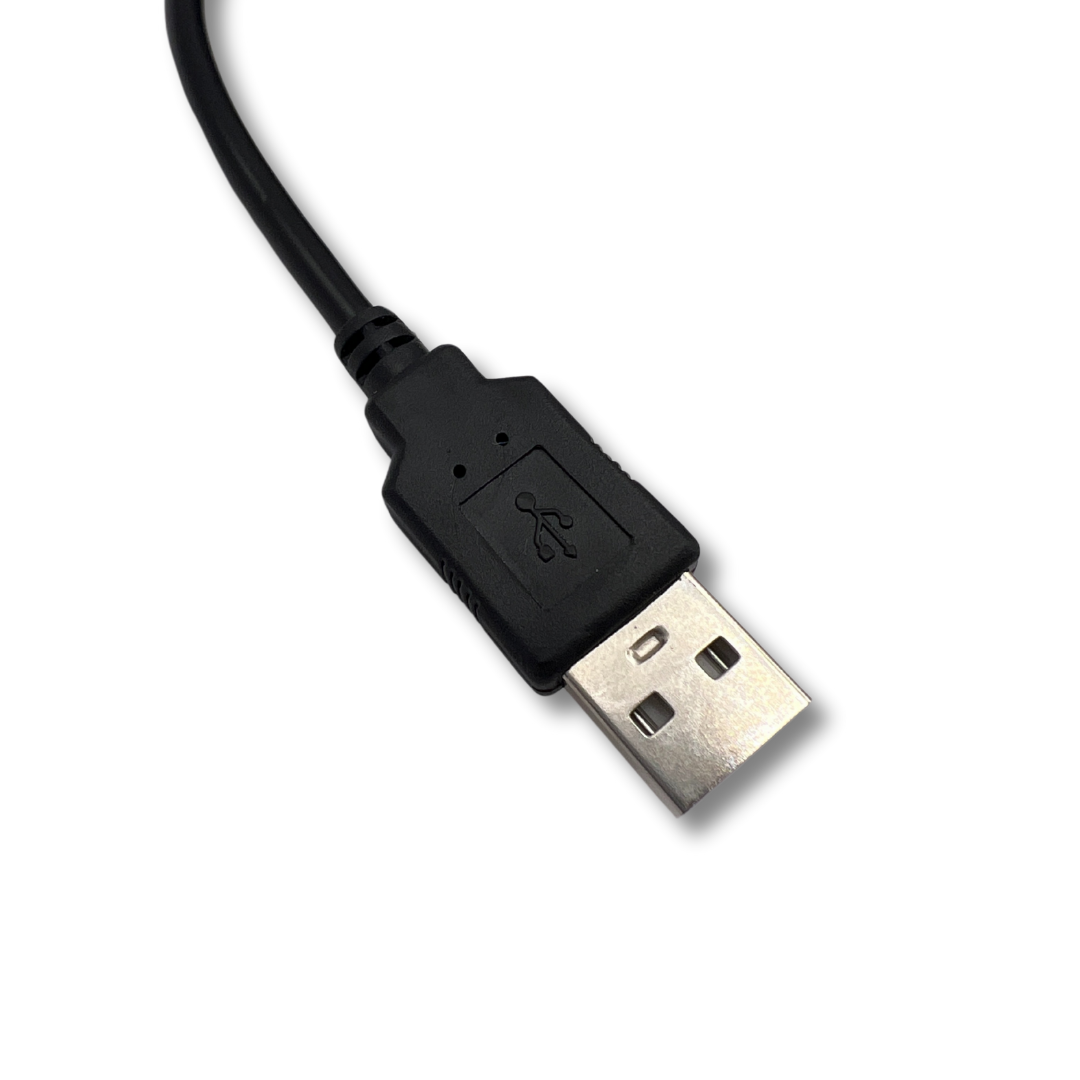 Close-up of USB connector for NES-style retro gaming controller, compatible with PC and emulators.