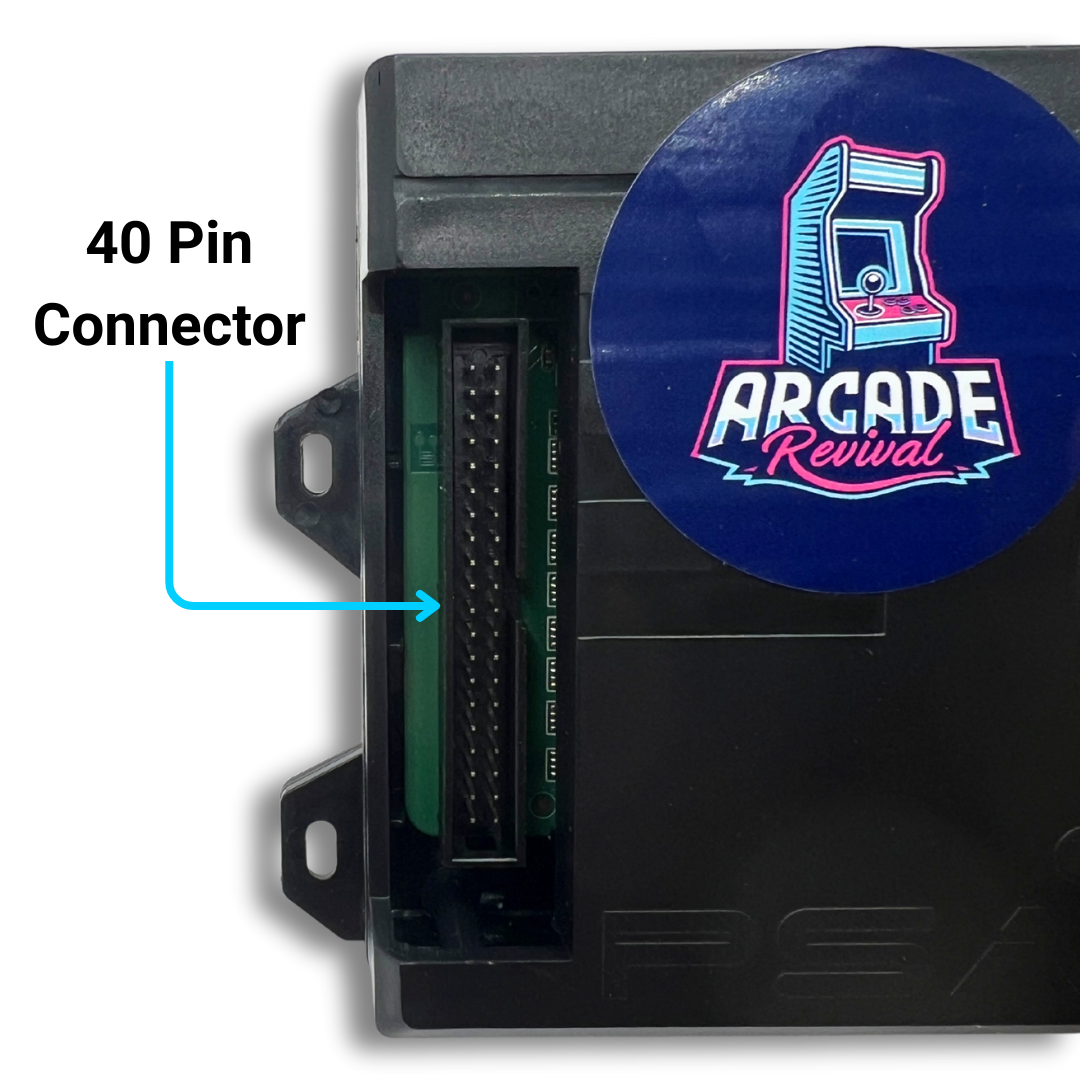 Pandora DX2 9800 unit labeled image with arrow pointing to 40-pin connector