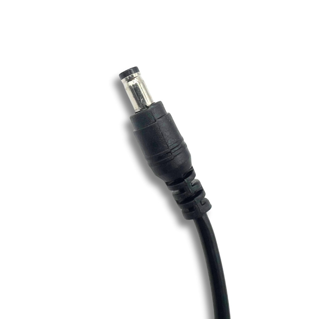 Close-up of the DC power plug for the Pandora DX2 arcade unit, showing connector details for secure installation.
