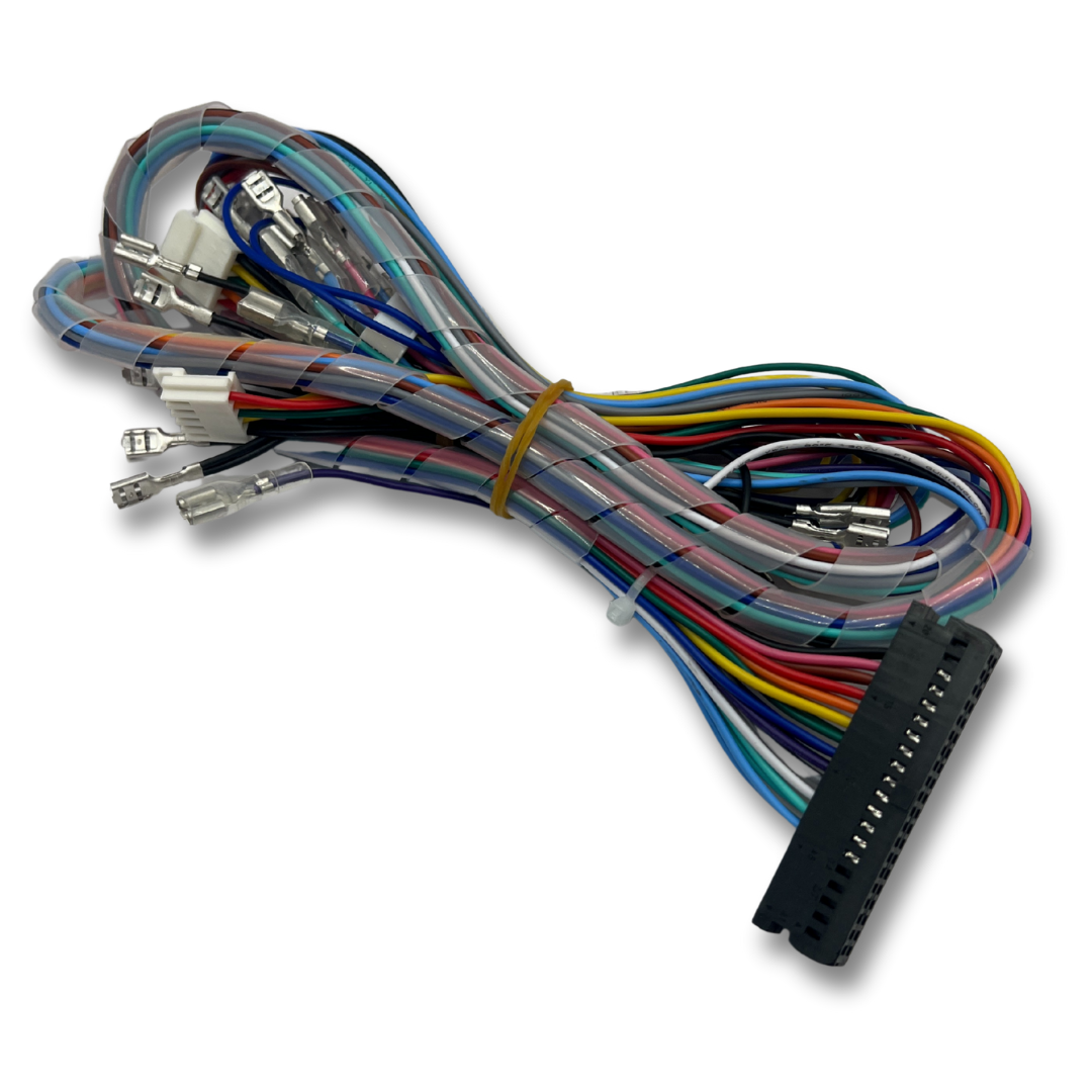 Complete JAMMA wiring harness included with the Pandora DX2 9800 arcade game board.