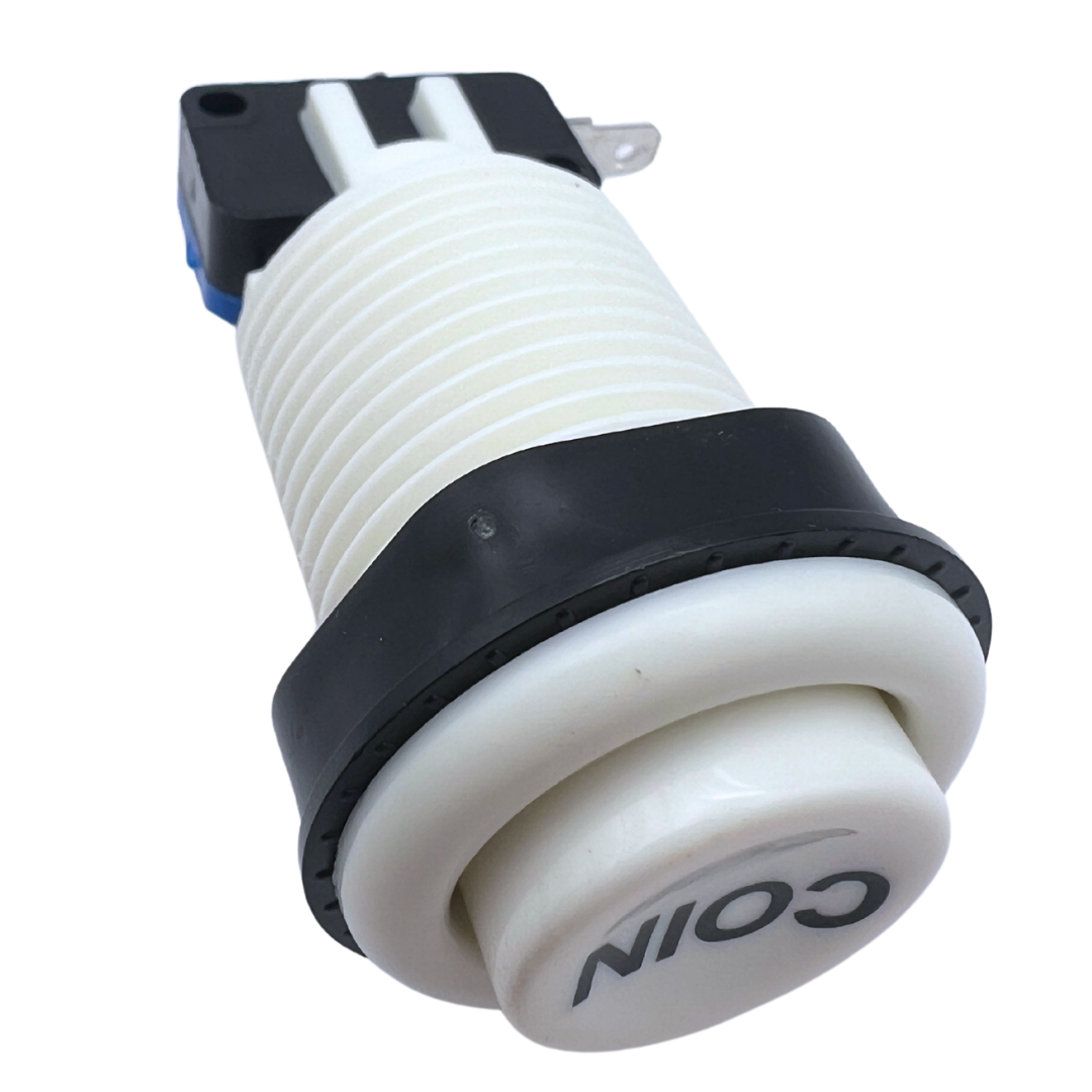 Pause Button White Arcade Style – Angled Assembly View