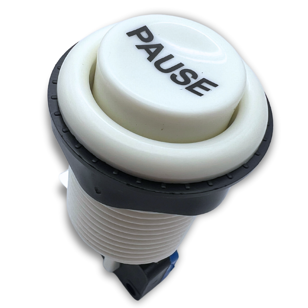 Pause Button White Arcade Style – Side Profile with Microswitch