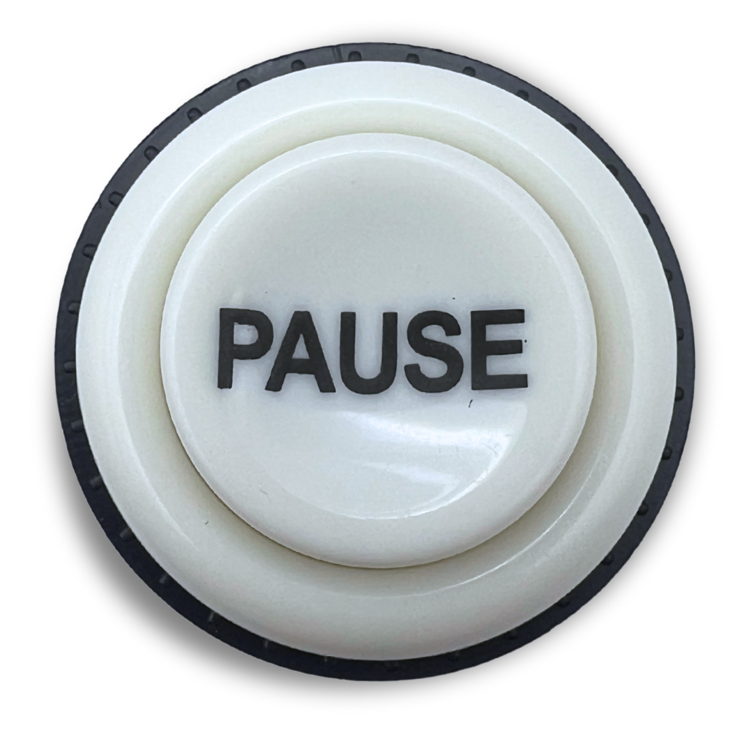 Pause Button White Arcade Style – Top-Down Button View