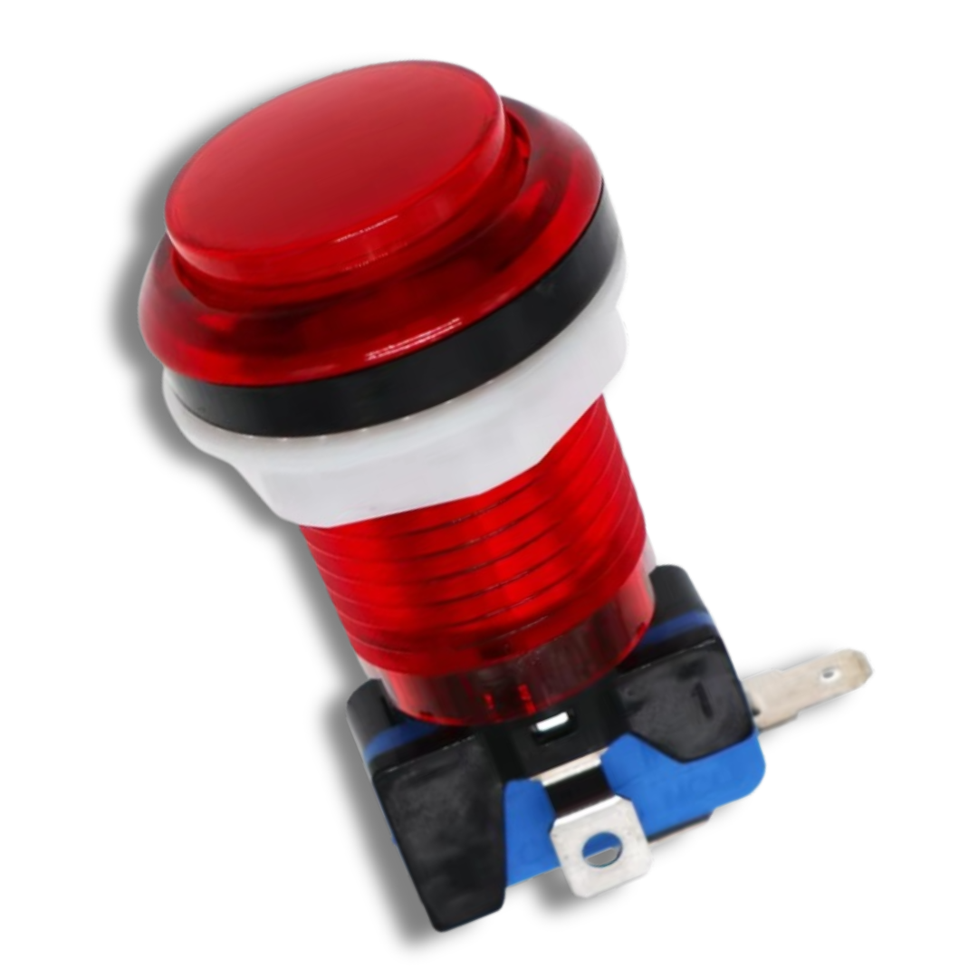Red illuminated LED arcade button for 12V arcade machine builds – Arcade Revival compatible