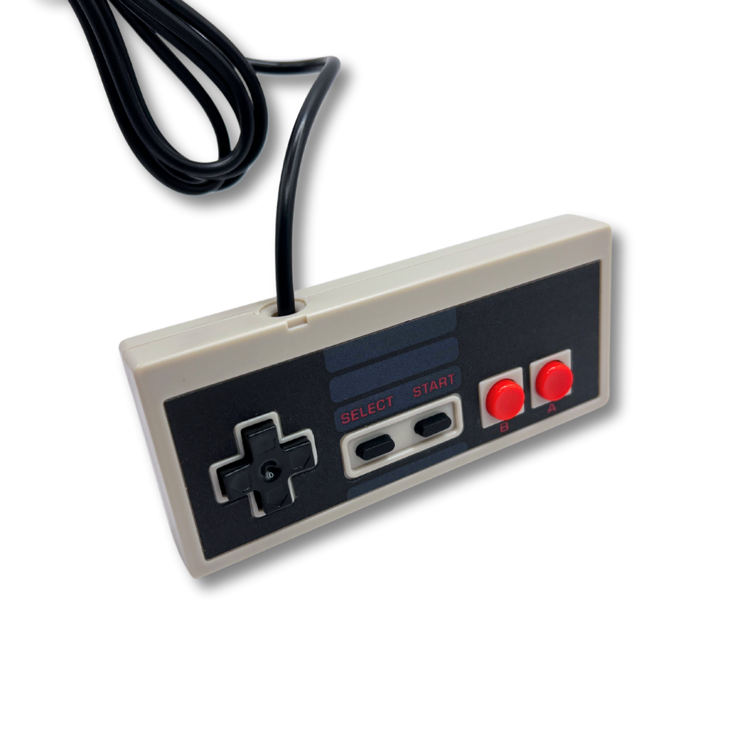 Classic NES-style USB controller with D-pad, A/B buttons, and Select/Start, wired for PC and Raspberry Pi gaming.