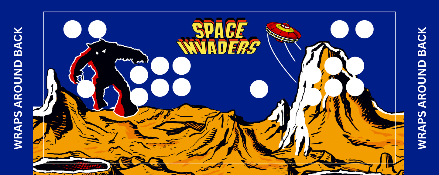 Space Invaders 2 player arcade control panel overlay with button layout example for DIY arcade cabinet build