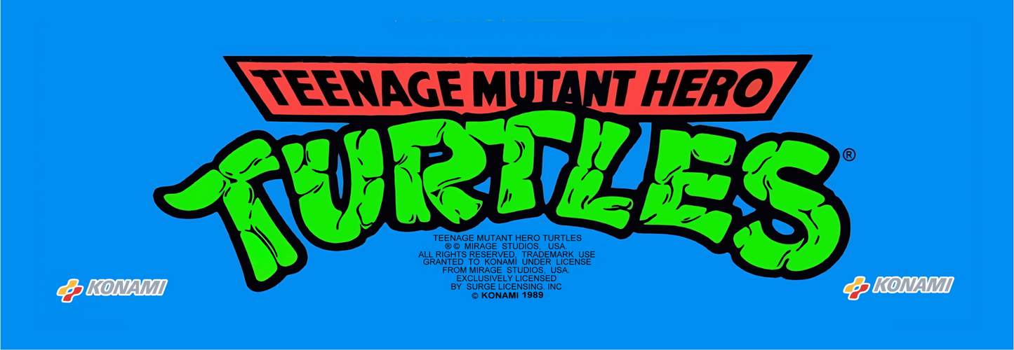 Teenage Mutant Hero Turtles arcade marquee reproduction featuring 1989 Konami UK artwork