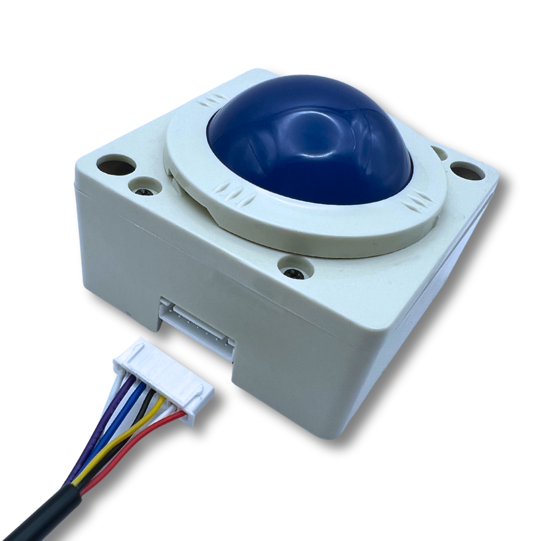 USB arcade trackball showing connector port and wiring harness