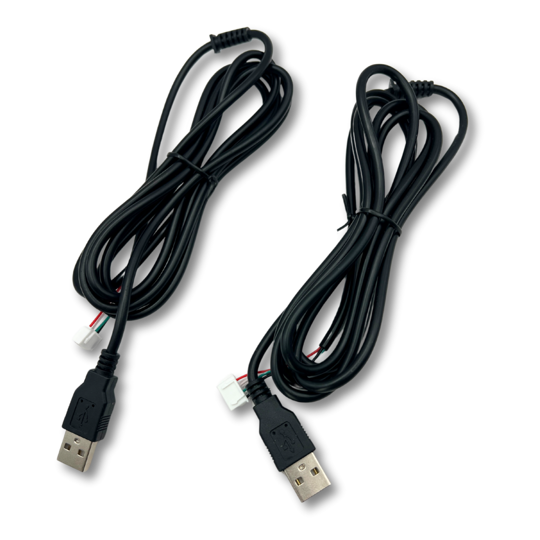 Two USB cables included in the Zero Delay USB Encoder Kit for arcade controllers