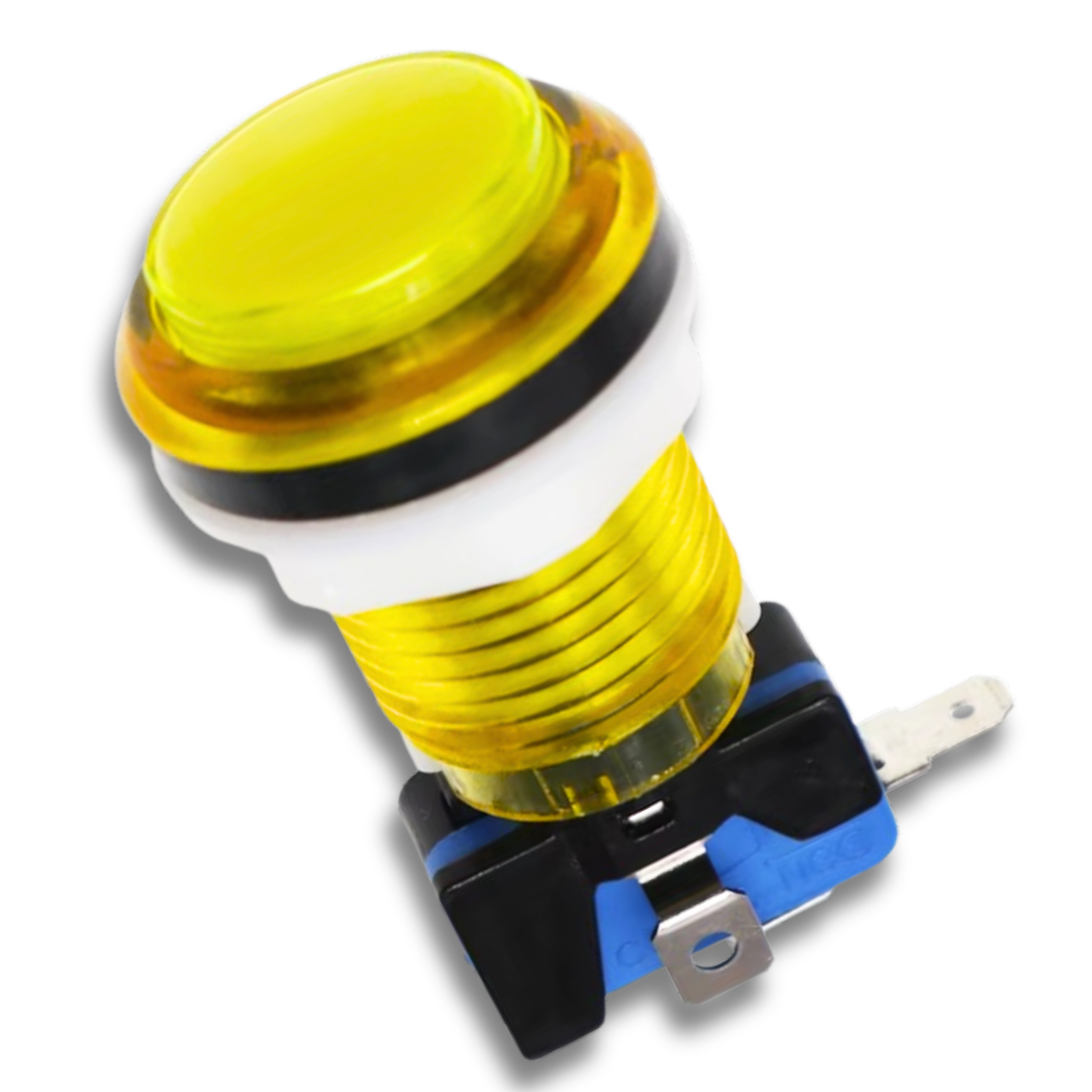 Yellow LED arcade button, 12V illuminated, ideal for DIY arcade machine builds – Arcade Revival