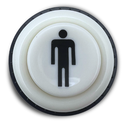 Top view of 1 Player 1P white arcade button showing player symbol