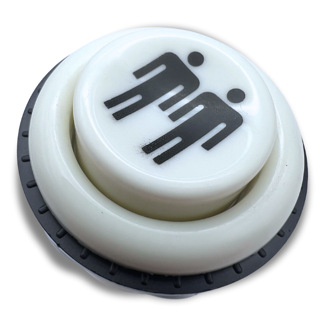 2 Player white arcade button with microswitch - flat top view