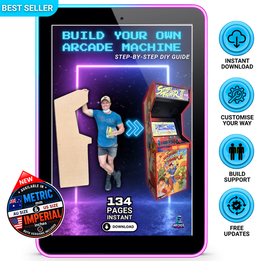 Build your own arcade machine step-by-step DIY guide – 134 page digital download arcade cabinet plans by Arcade Revival now available in both metric and imperial measurements