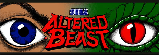Altered Beast reproduction arcade marquee featuring Sega’s dual-eye design from the classic 1988 arcade game