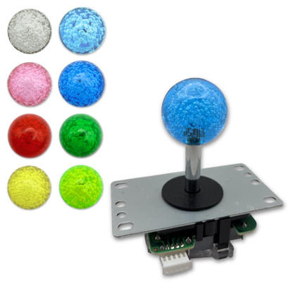 Blue crystal ball top arcade joystick mounted on base – colour options view – Arcade Revival