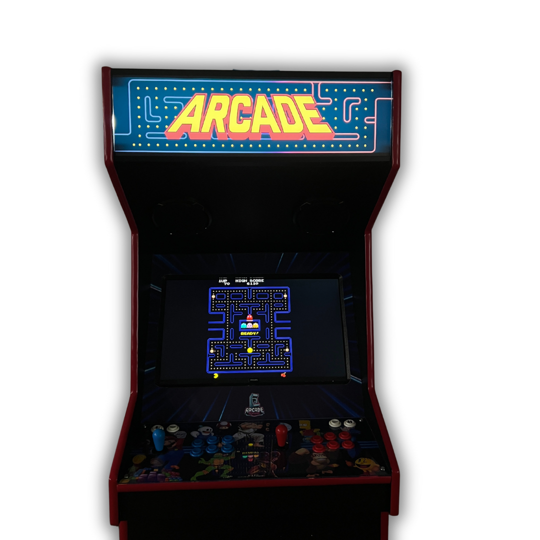 Arcade Classic light-up marquee installed on retro arcade cabinet featuring rich black background and vibrant yellow text.