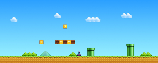 Platform Classic arcade control panel artwork featuring blue skies, green pipes, and retro golden blocks styled for platform games