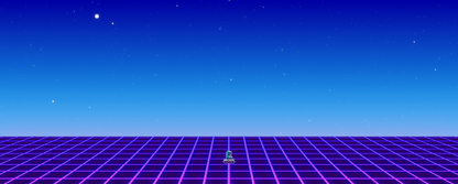 Horizon arcade control panel artwork featuring a glowing purple grid and twilight sky with starry backdrop