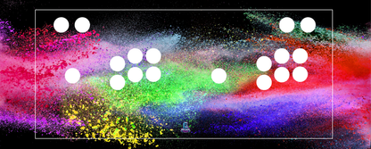 Spectrum Storm arcade control panel overlay showing button layout and multicolour explosion effect, perfect for custom arcade machine builds